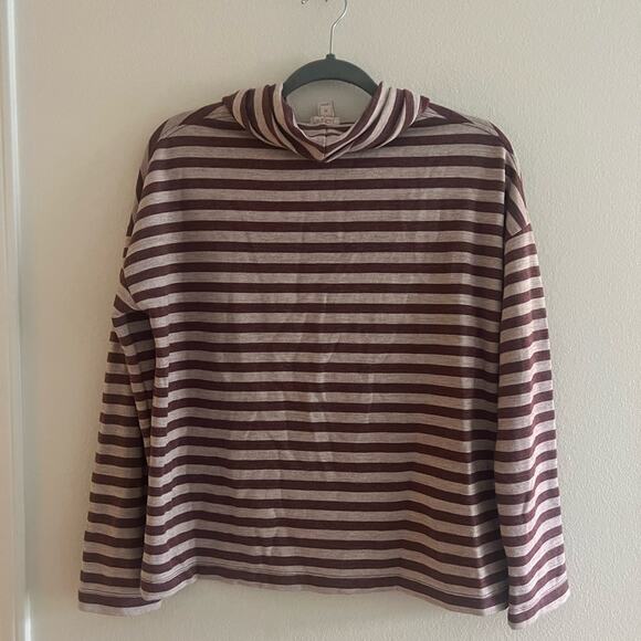 J. Crew Maroon Striped Cowl Neck Pullover Sweater Size XS - Picture 3 of 6